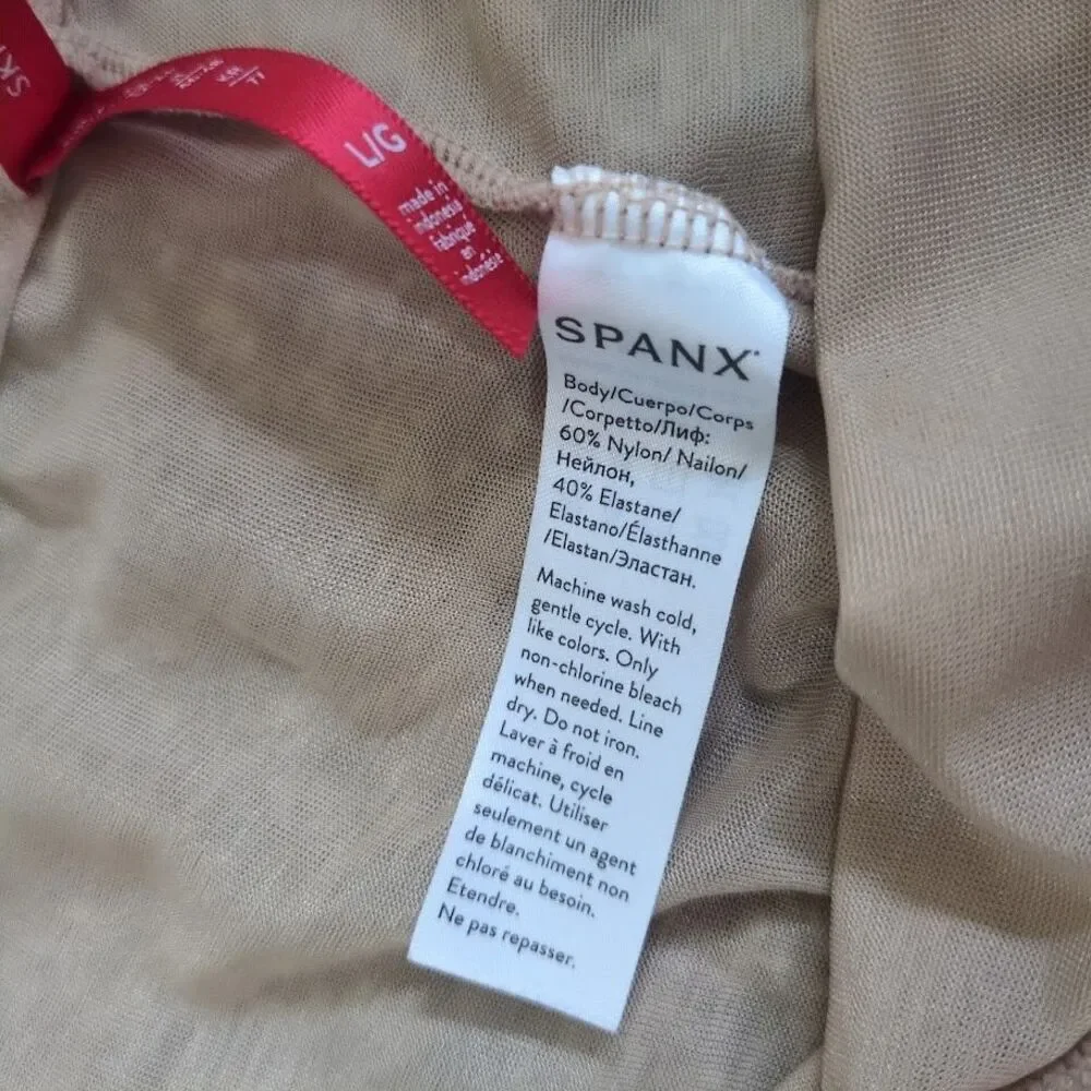 Spanx Footless Large PANTY HOSE Stops Below Knee Beige